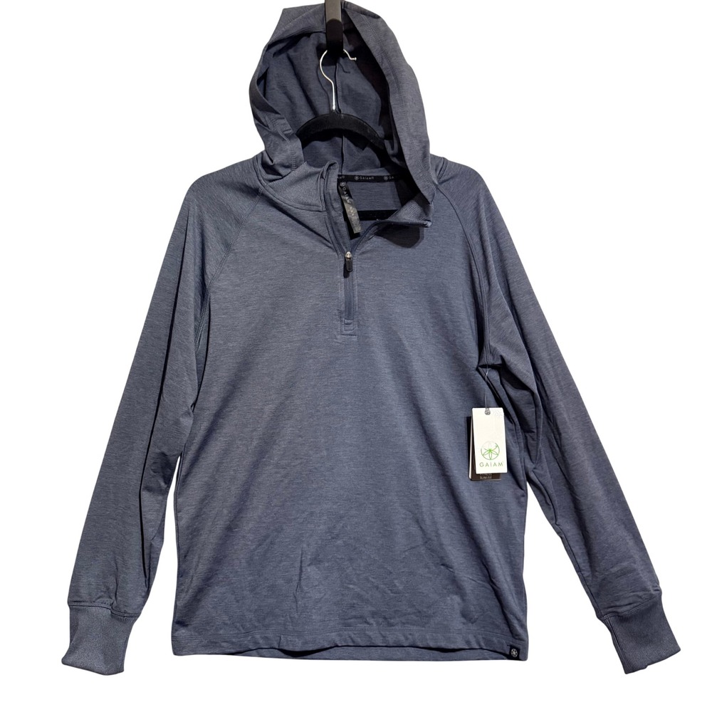 Gaiam Serenity Flow Cool Grey Heather Fitness Slim Fit Hoodie Mens Medium